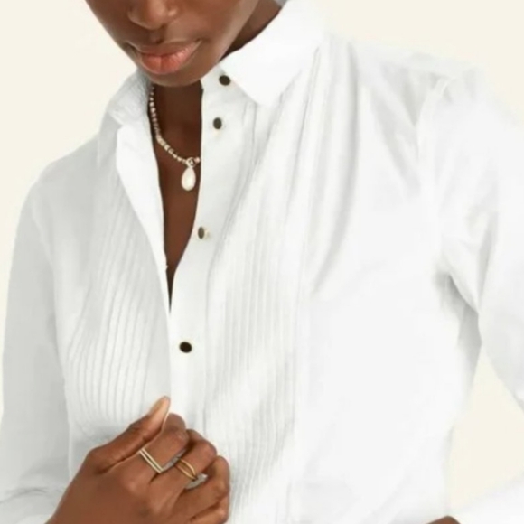 J.Crew Tuxedo White Shirt Size 10 Slim-fit Cotton Poplin NWT New Office Preppy - Picture 7 of 7